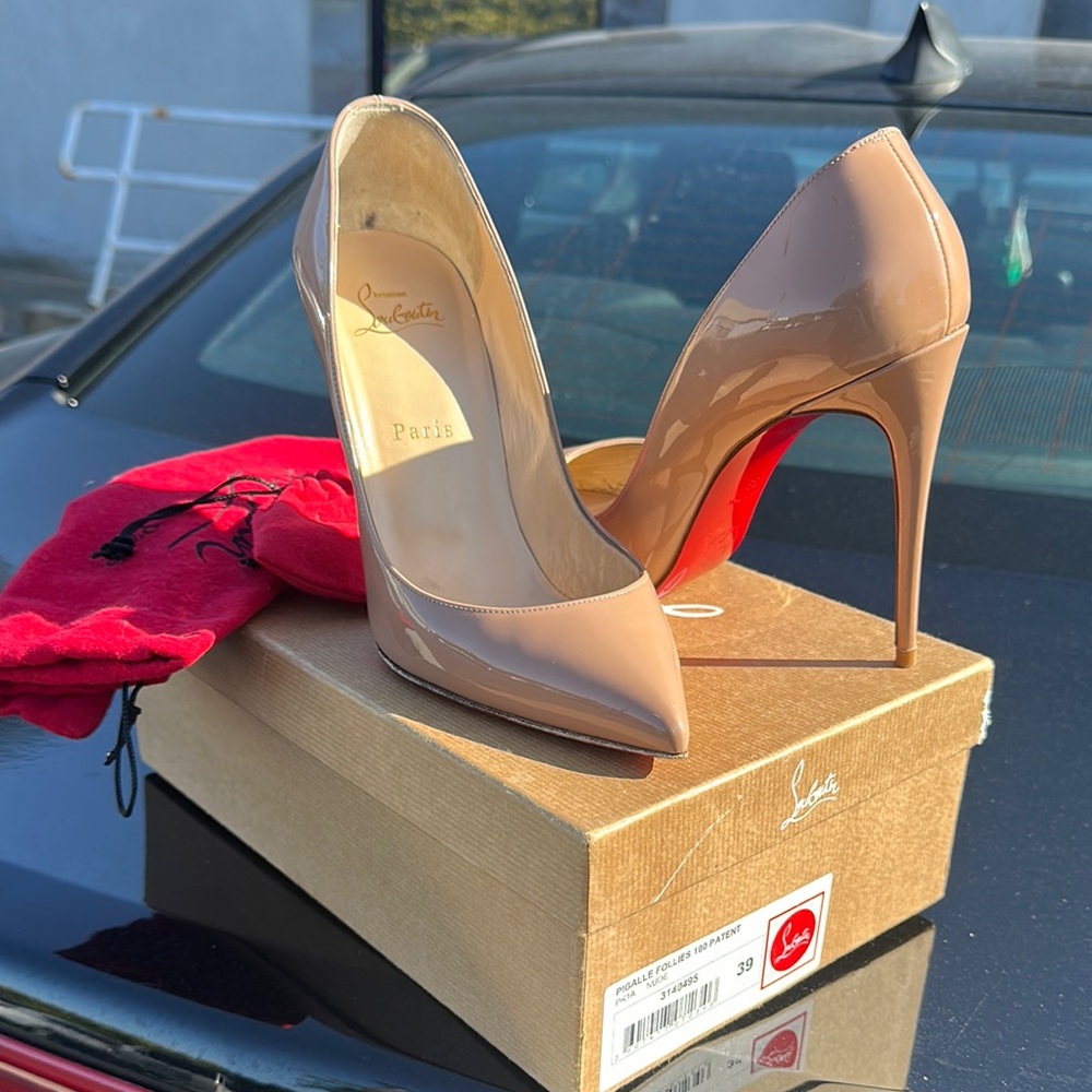 Christian Louboutin Nude Patent Leather Pumps